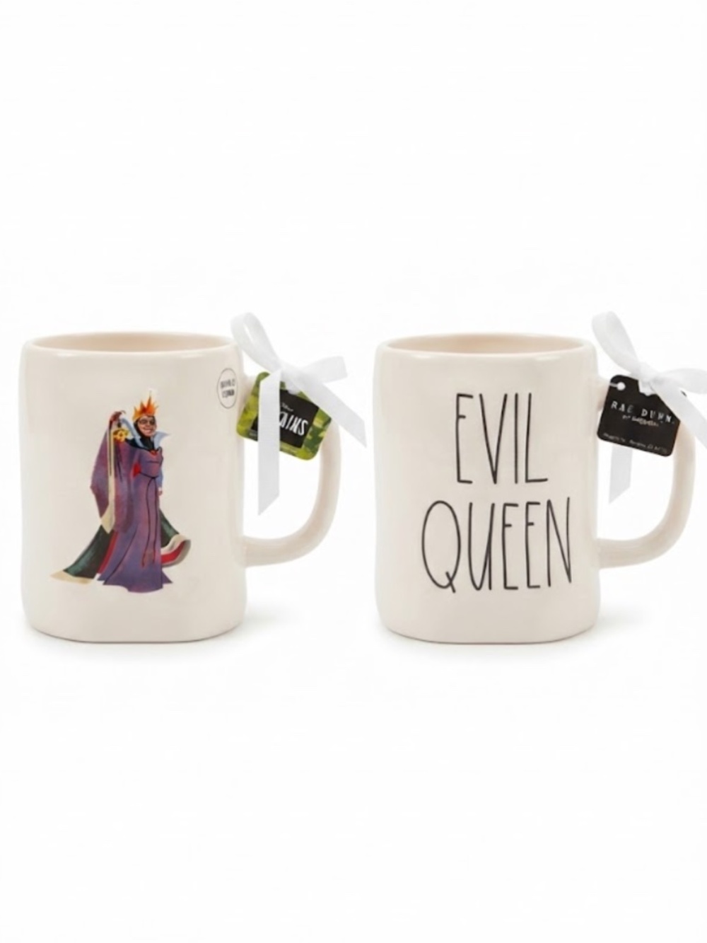 RAE DUNN Disney Villains "EVIL QUEEN" Double Sided 16 oz Mug, NWT